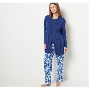 Muk Luks Cloud Knit 3-Piece Lounge Set - PL - Navy Marble